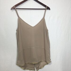 One Teaspoon  Tan Tank Top With Gold Detailing